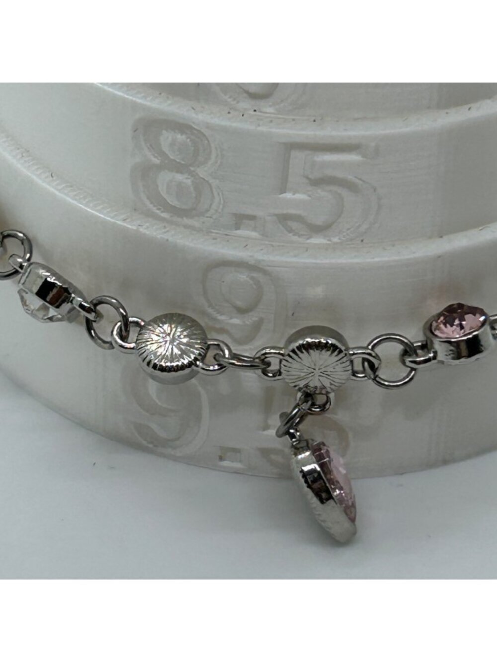 Brighton Bloomingale Silver Tone Bracelet Anklet Flower Heart Clasp Adjustable - Picture 10 of 10